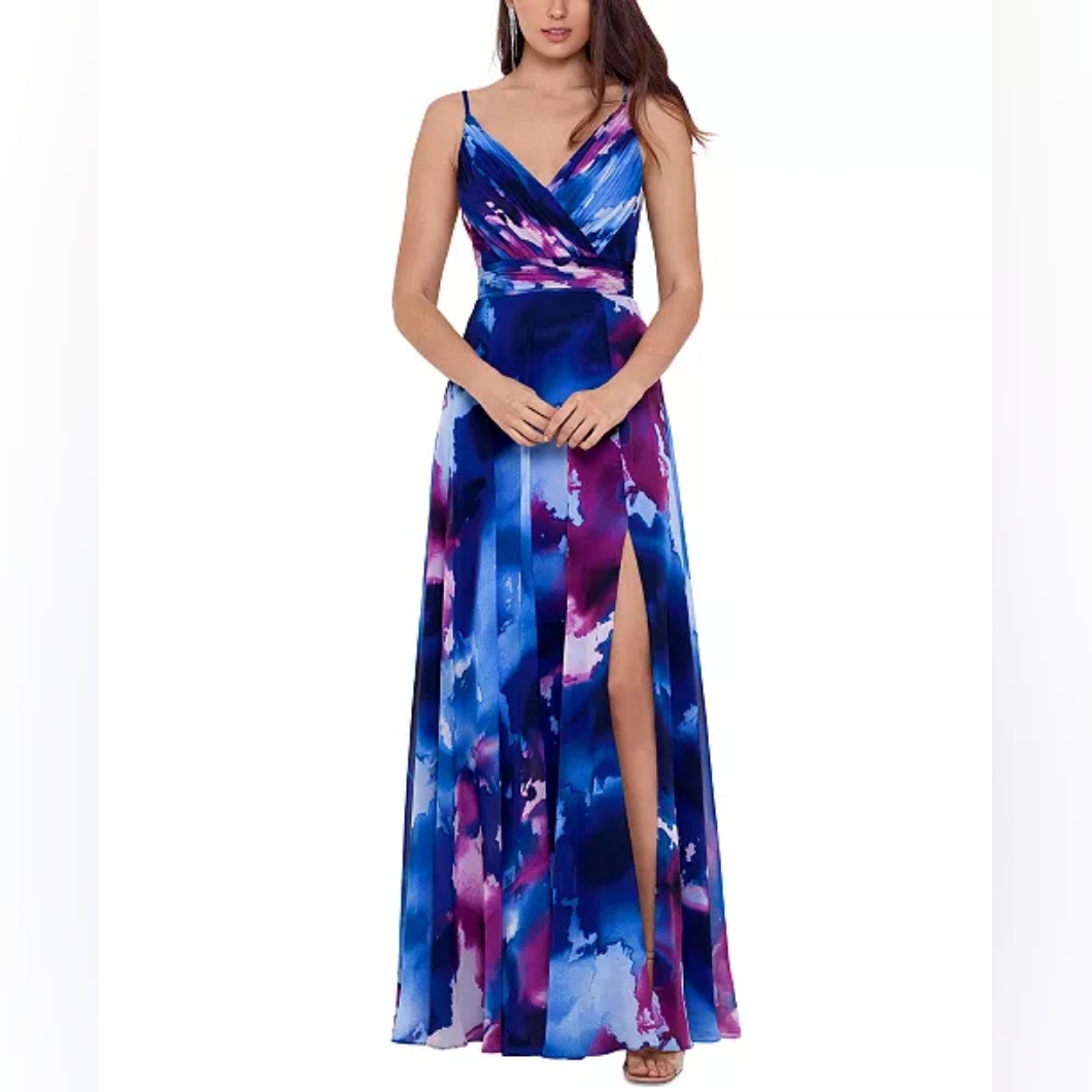 Elegant Blue And Purple Women's Dress